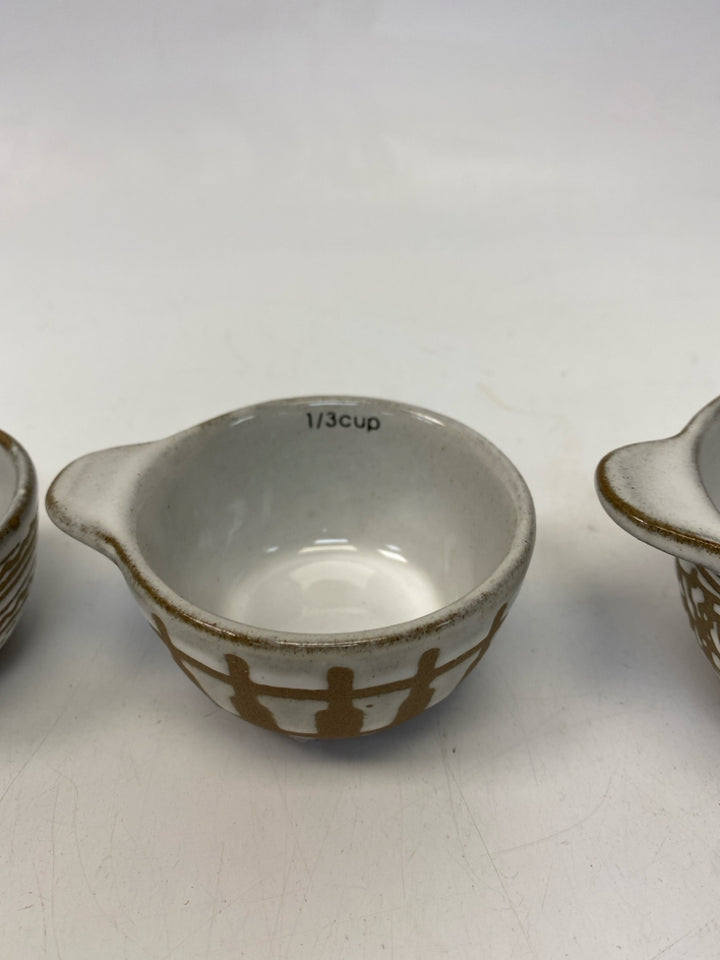 Tan Brown Pottery Measuring Cups