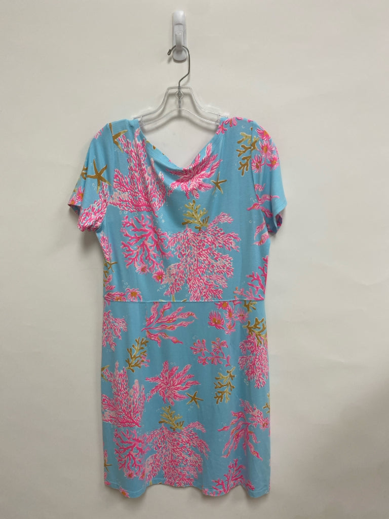 NWT LILLY PULITZER Size L Blue Pink/White Sea Coral Ladies Dress