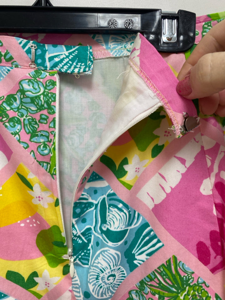 LILLY PULITZER Size M Pink Green/Multi Patches Ladies Skirt