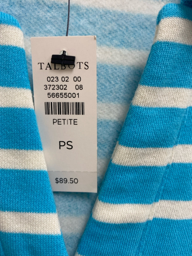 NWOT Talbots Size SP Turquoise White Stripes Petite Top