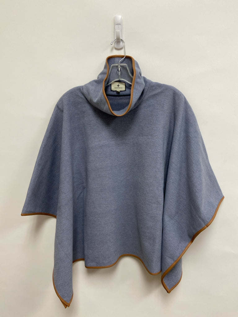 TUCKERNUCK Size OSFM Light Blue Tan Trimmed Poncho Ladies Jacket