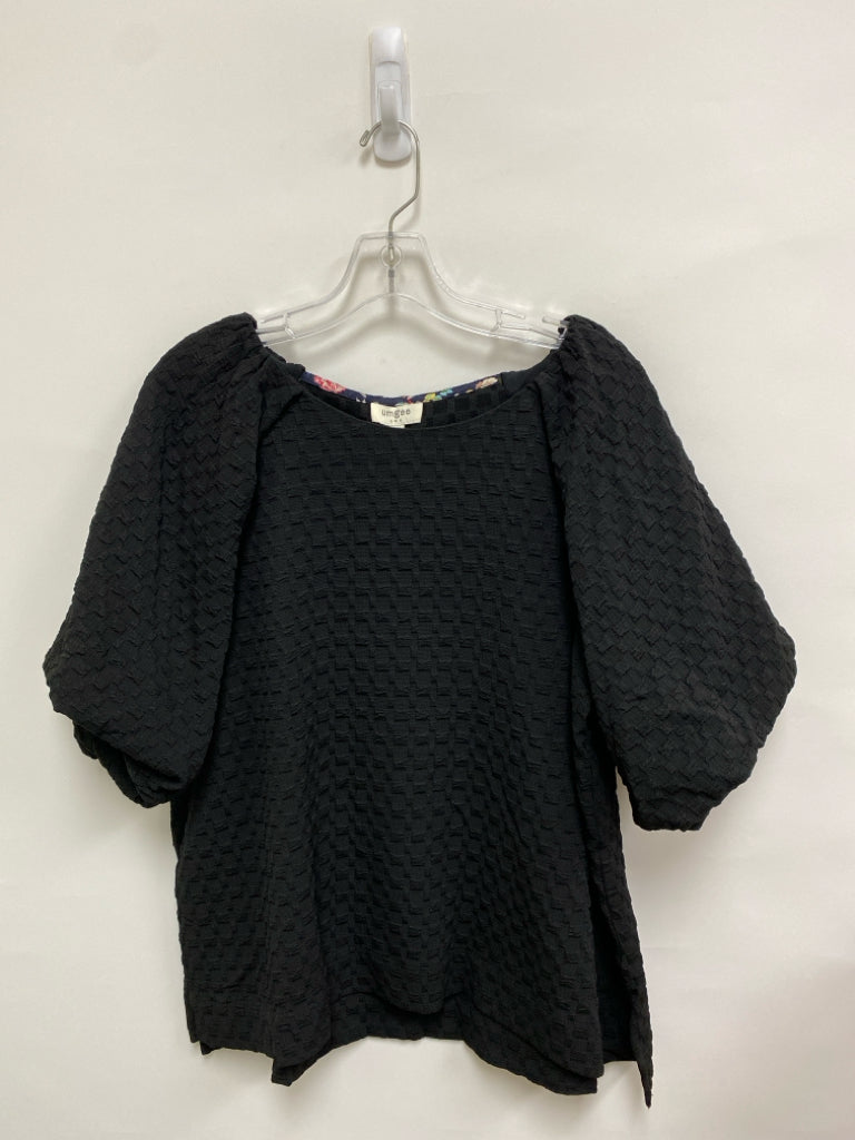 NWT Umgee Size L Black Texture Puff Sleeve Ladies Top