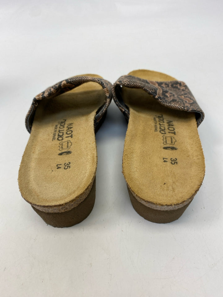Naot  Size 4 Brown Black Snakeprint Sandals