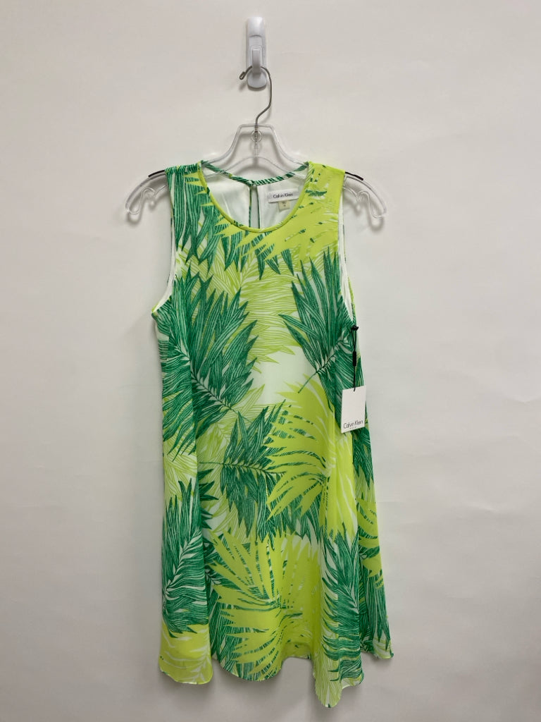NWT Calvin Klein Size 10 Lime Green Green Leaves Sleeveless Ladies Dress