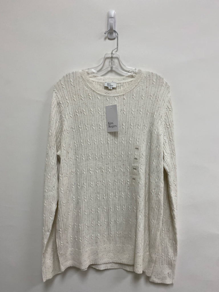 NWT Kim Rogers  SIZE  XXL White Multi Color Speckles Plus Size Sweater