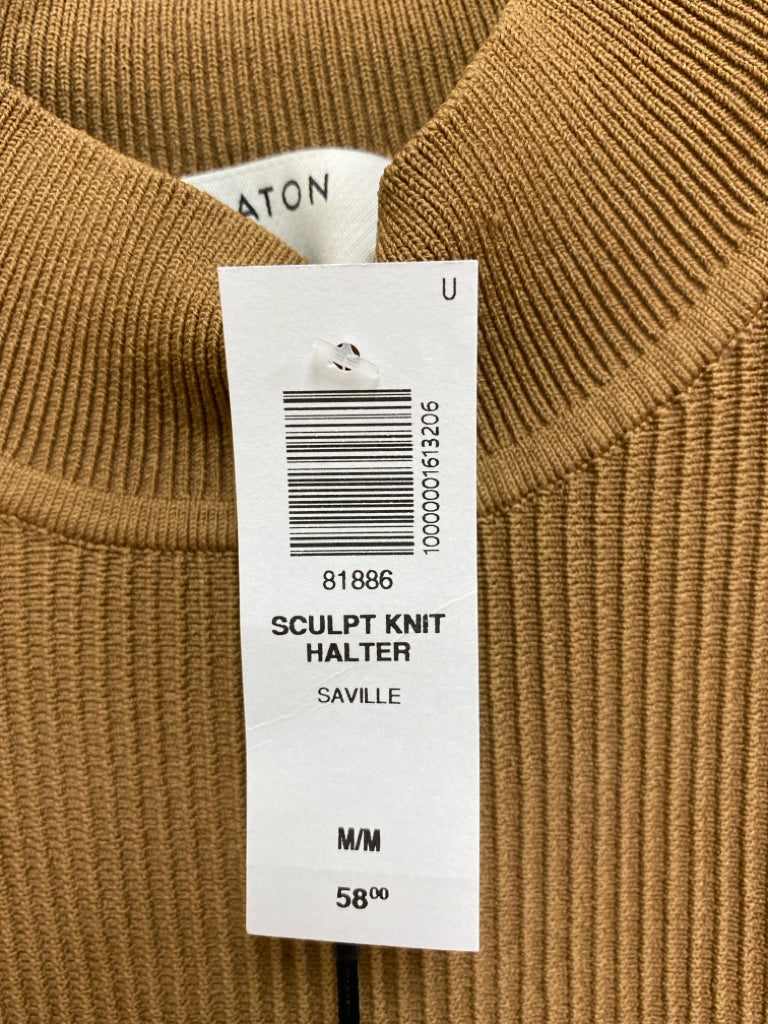 NWT BABATON Size M Camel Ribbed Halter Ladies Sweater