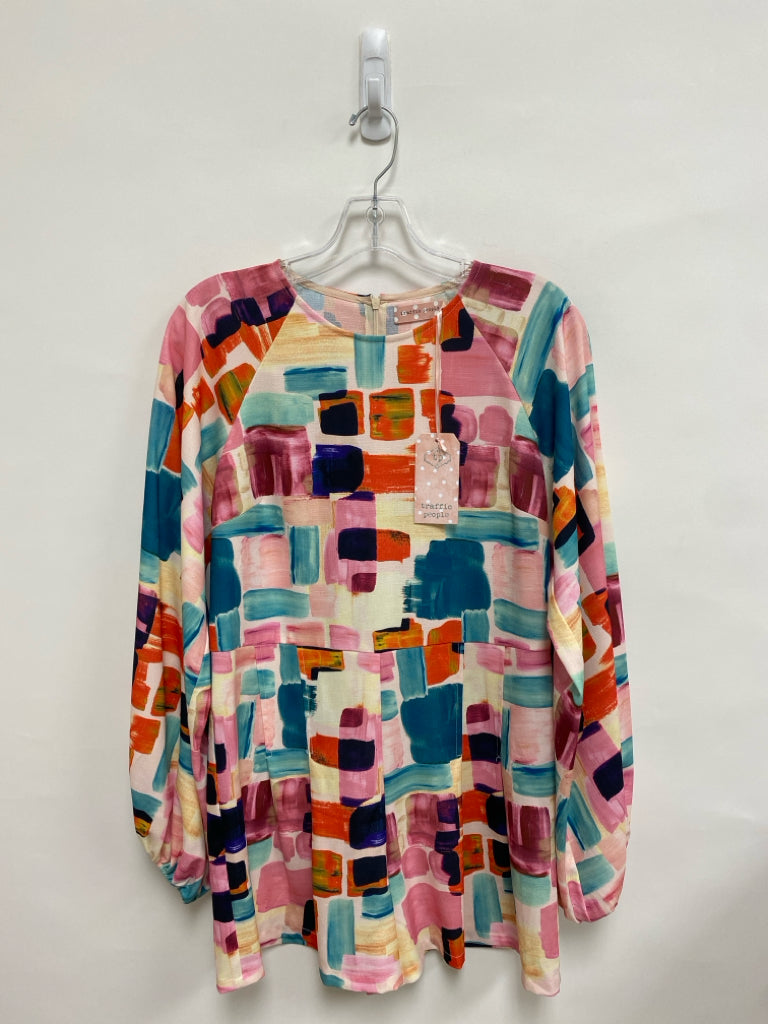 NWT traffic people Size M Aqua/Pink Orange/Multi Abstract Ladies Romper
