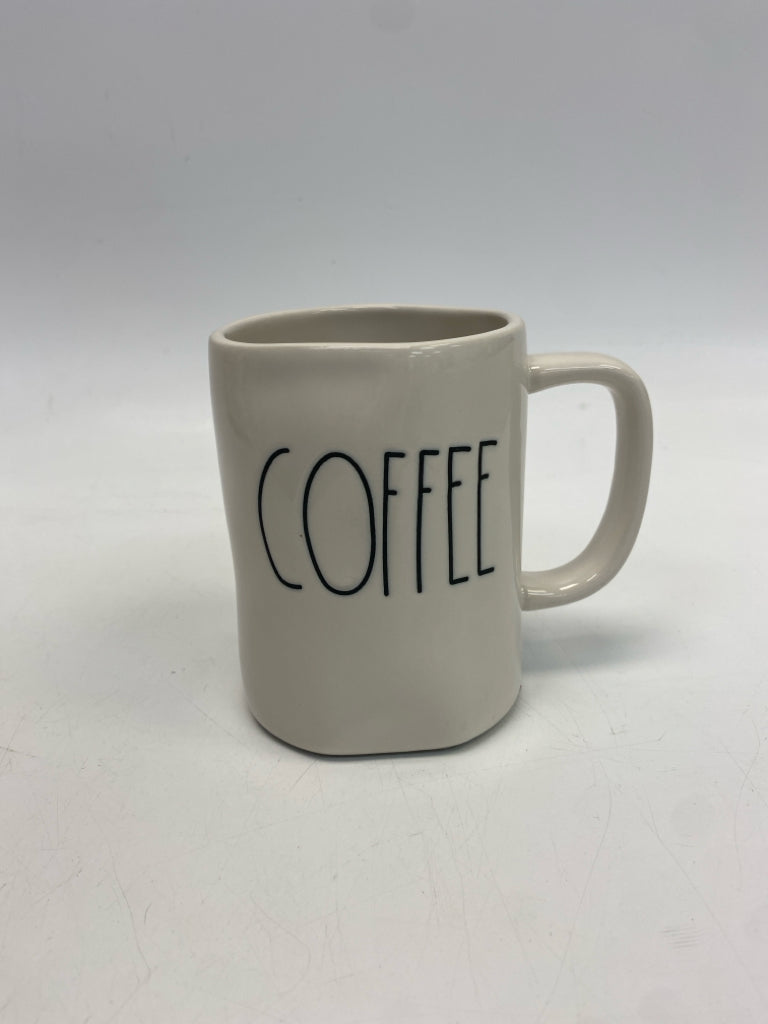 Rae Dunn White Black Words Coffee Mug