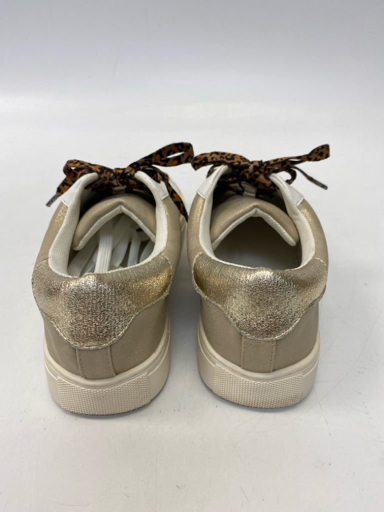 Size 8 Brown White/gold Metallic Sneakers