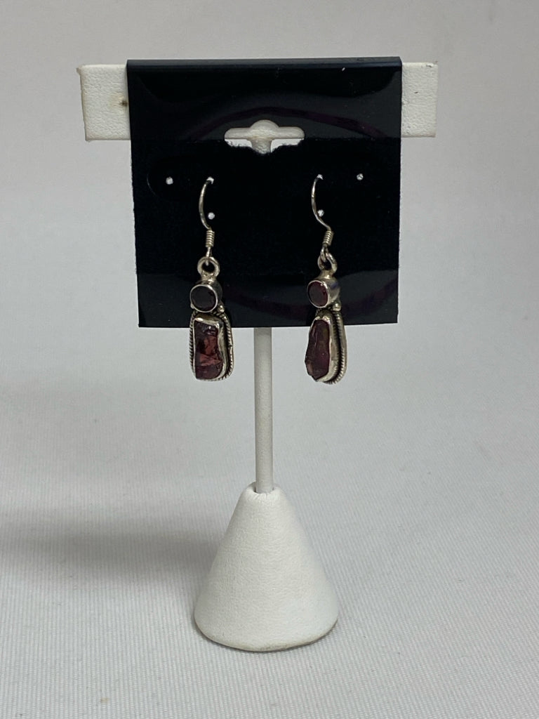 Silver Red Shapes Earrings
