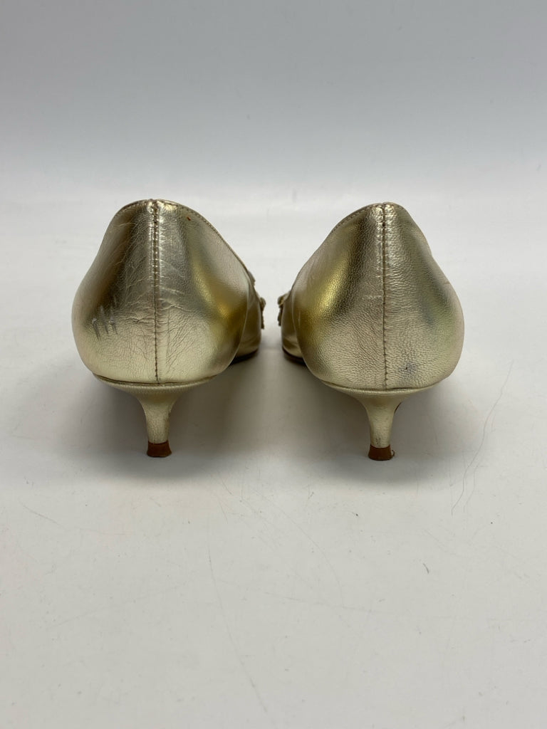 Something Bleu Size 7 Gold Clear Rhinestone(s) Heels