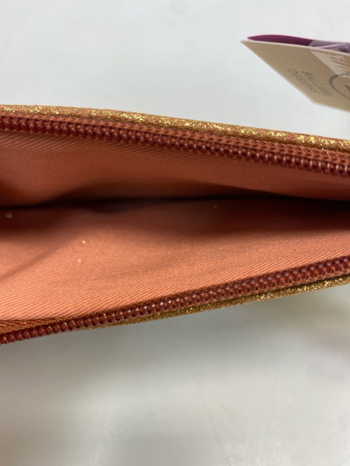 NWT Ballard Designs Gold Glitter Make-up Bag