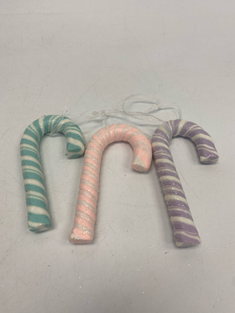 Pink/Blue Green/White Candy Cane Ornaments