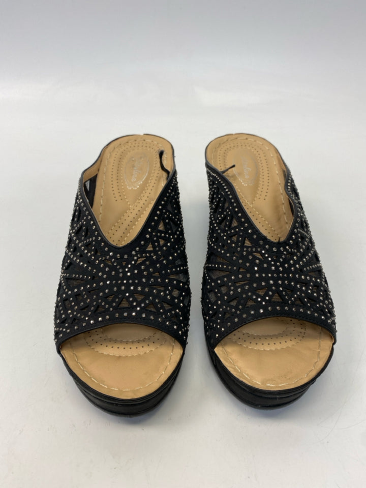 Size 8 Black Rhinestone(s) Sandals