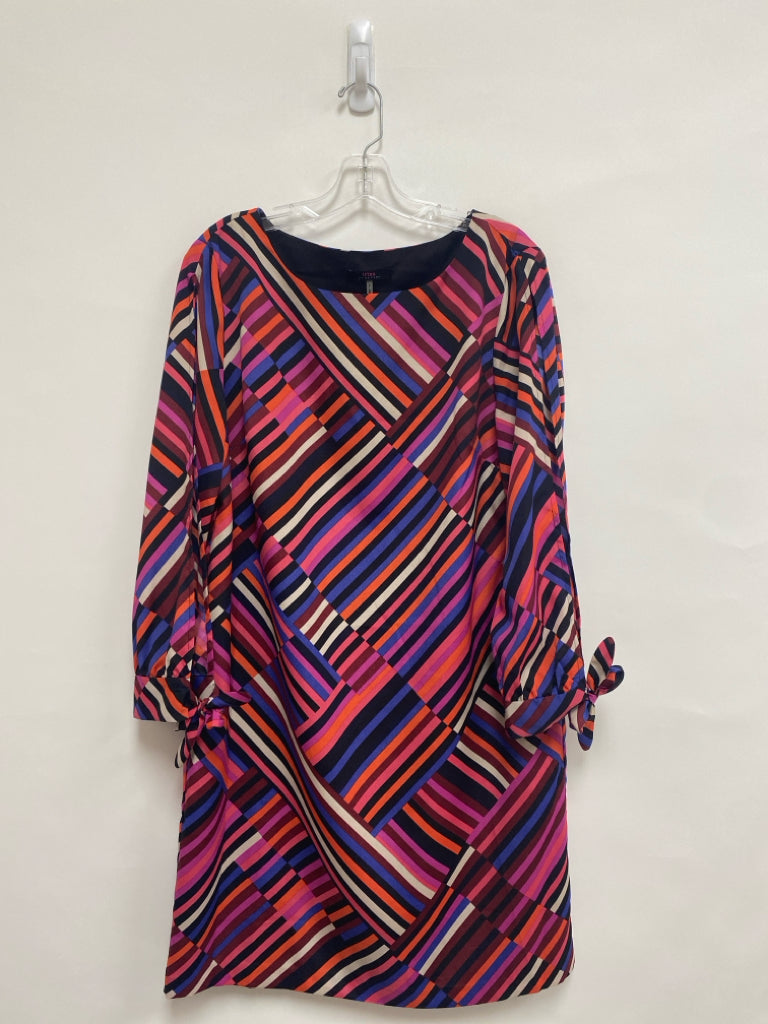 Trina Turk Size L Fuschia Black/Multi Lines Ladies Dress