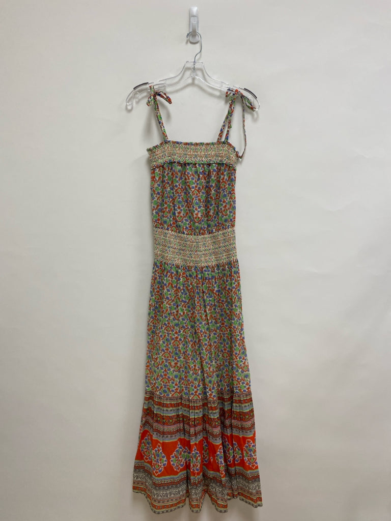 Tory Burch Size S Cream/Green PERIWINKLE/ORNG Floral Maxi Ladies Dress
