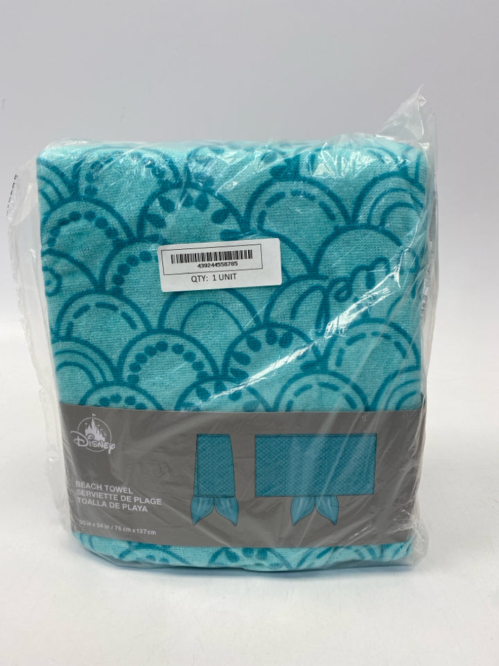 NEW/PKG Disney Aqua Turquoise Mermaid Beach Towel