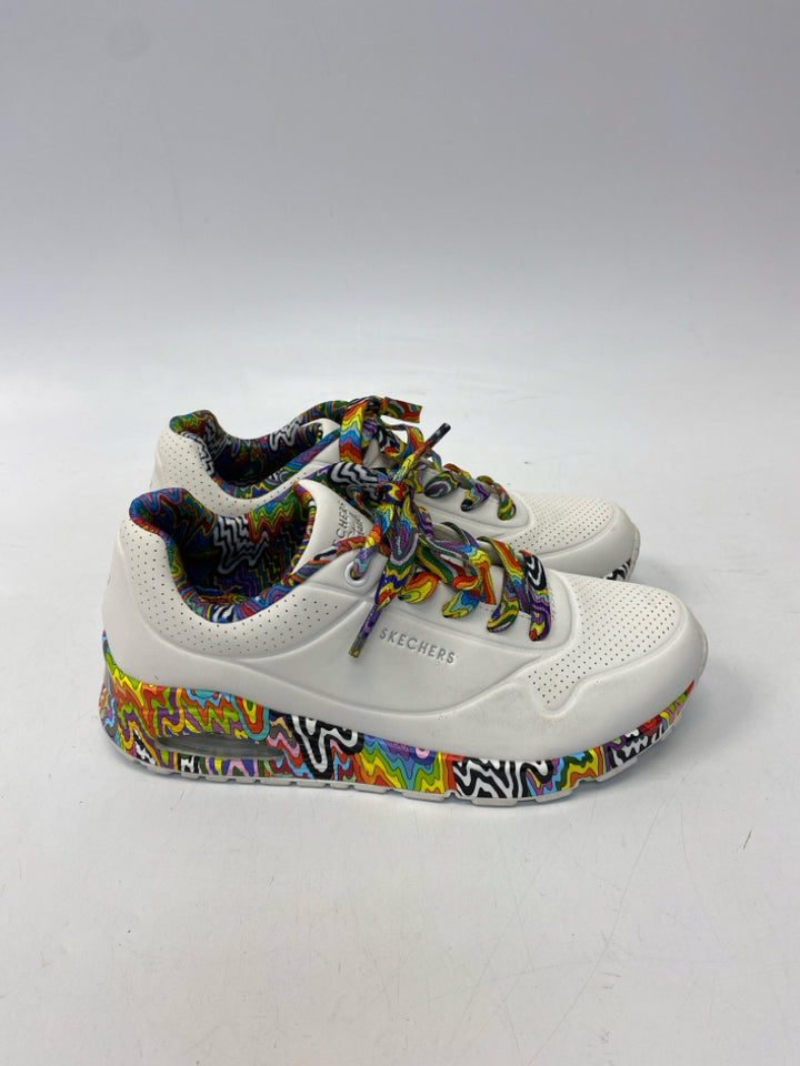 Skechers  Size 6.5 White Multi-Color Lace-up Sneakers