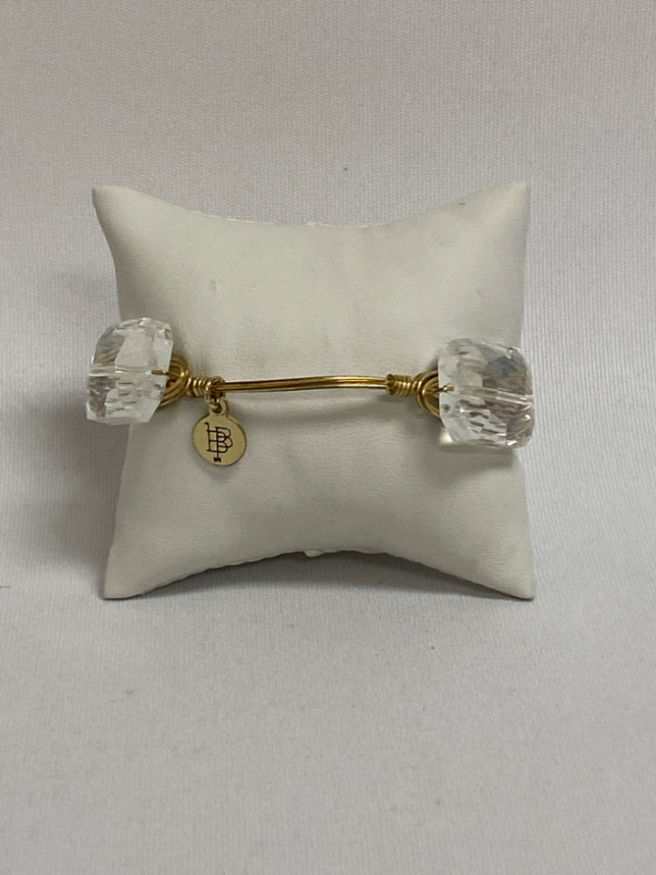 Gold Color Clear Jeweled Bracelet