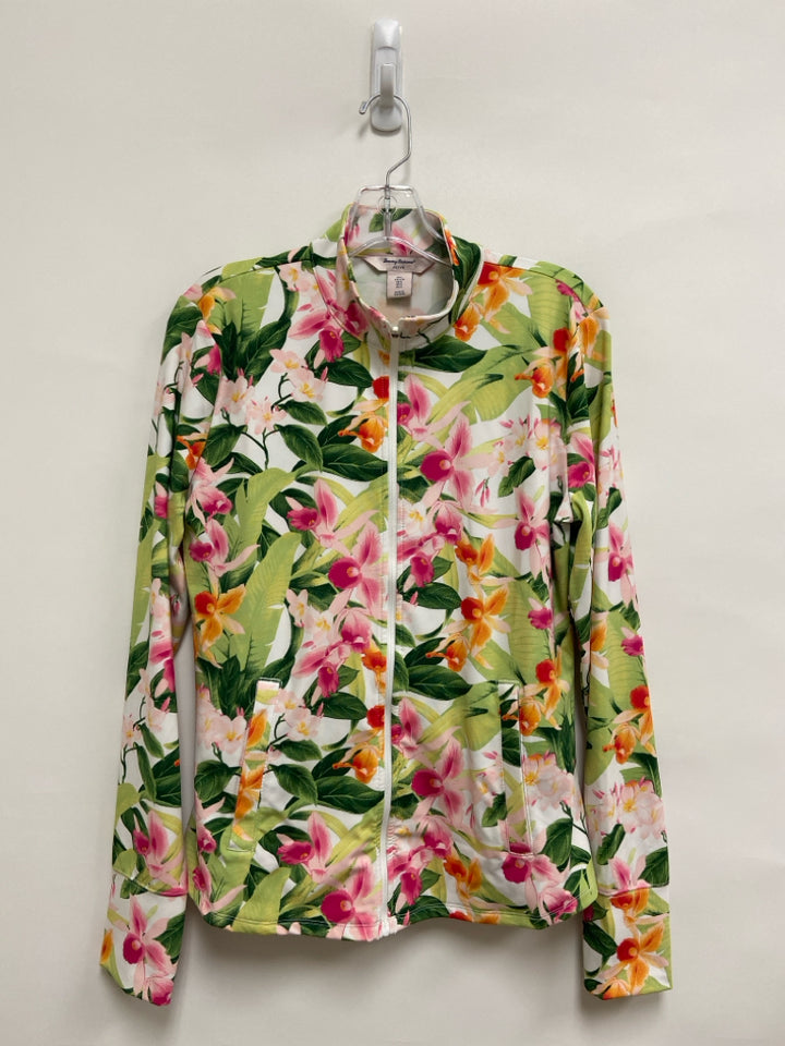 Tommy Bahama Size L Green/White Pink/Orange Tropical Zip Down Athletic 2pc
