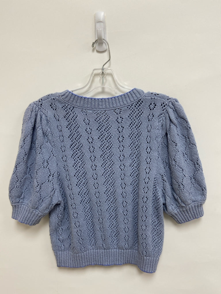 Free People Size M Powder Blue Texture Short Sleeve Ladies Sweater