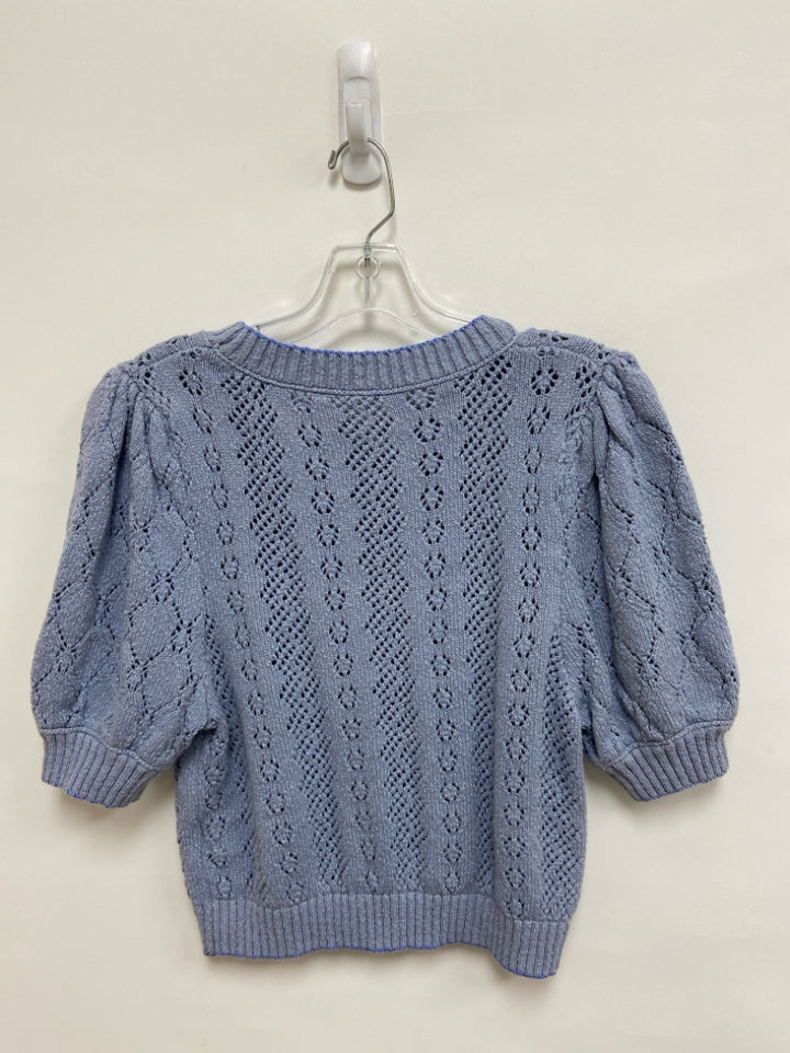 Free People Size M Powder Blue Texture Short Sleeve Ladies Sweater