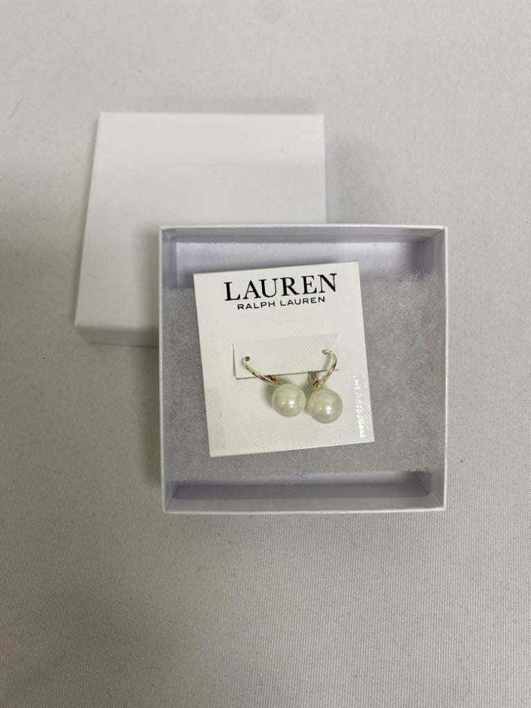 NEW/BOX Ralph Lauren Pearl Color Silver Color Earrings