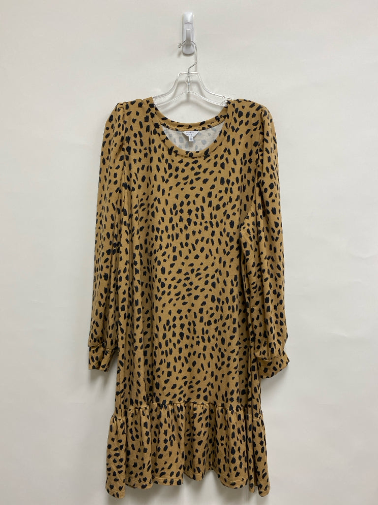 Crown &amp; Ivy  SIZE  2X Tan Black Animal Print Long Sleeve Plus Size Dress