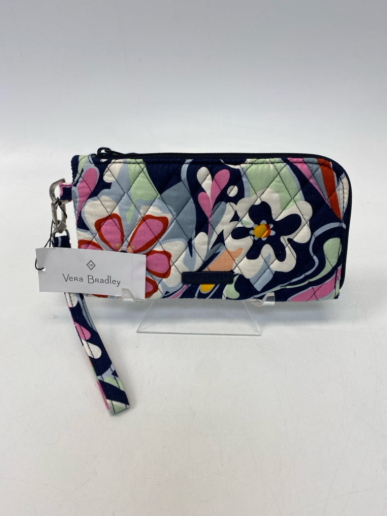 Vera Bradley Navy Multi-Color Flower(s) Fabric Wristlet
