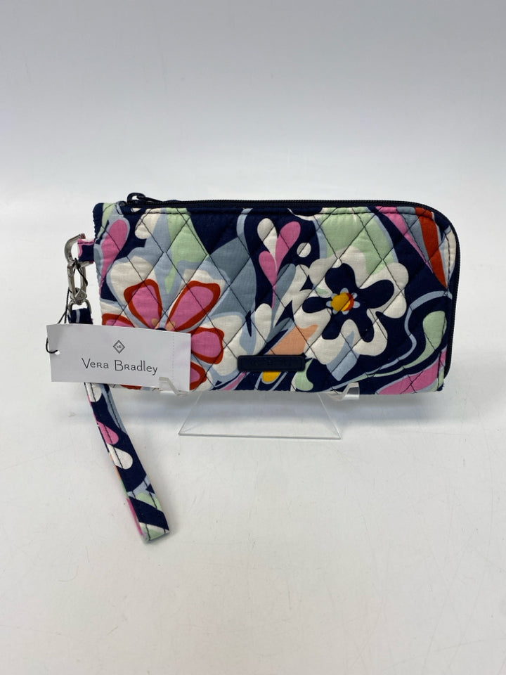 Vera Bradley Navy Multi-Color Flower(s) Fabric Wristlet