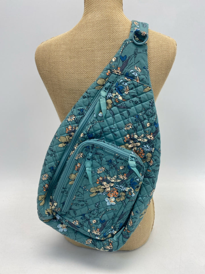 Vera Bradley Aqua Multi-Color Flower(s) Handbag