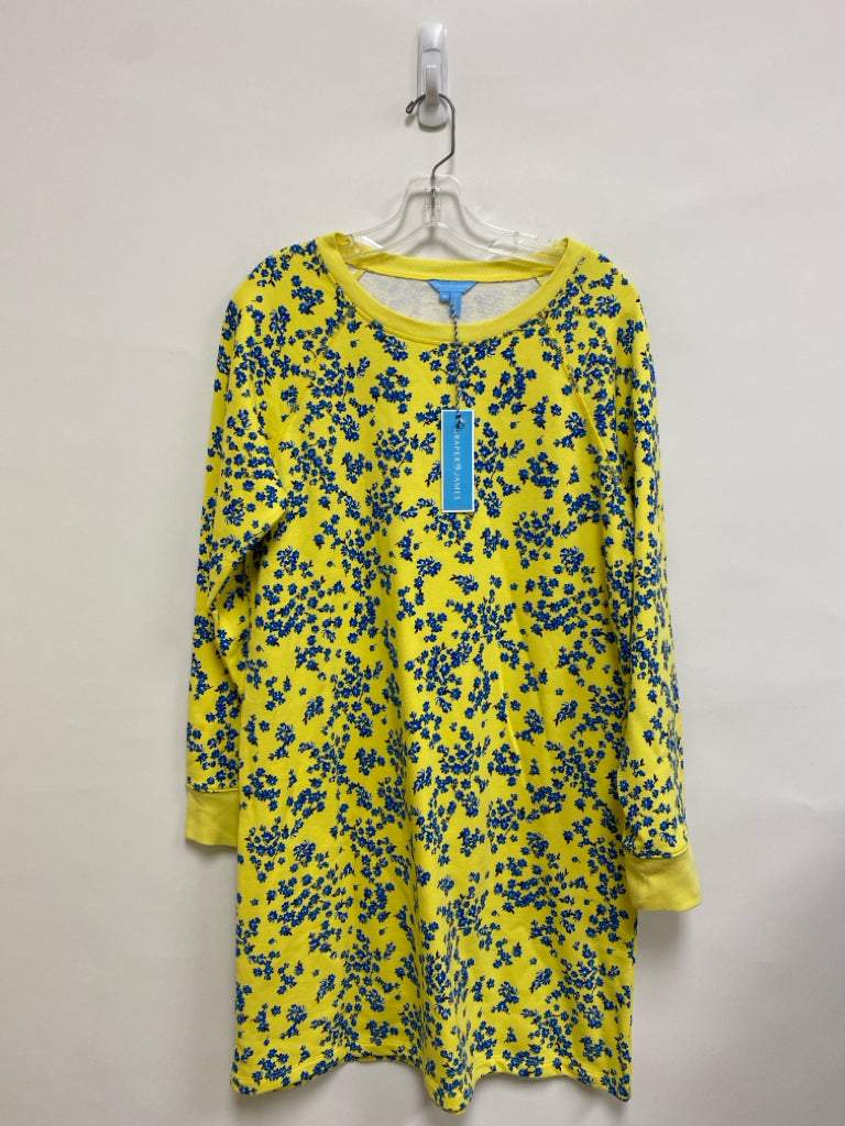 NWT Draper James Size M Yellow Blue Flowers Long Sleeve Ladies Dress