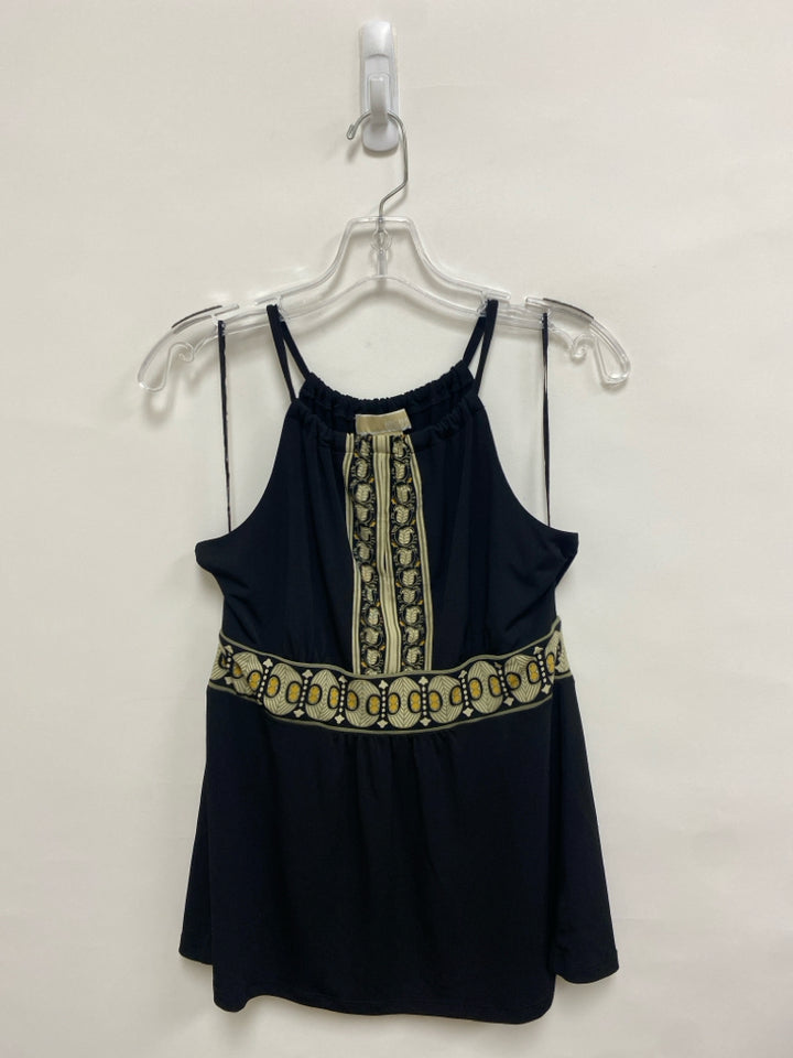 Michael Kors Size MP Black Taupe Print Halter Petite Top
