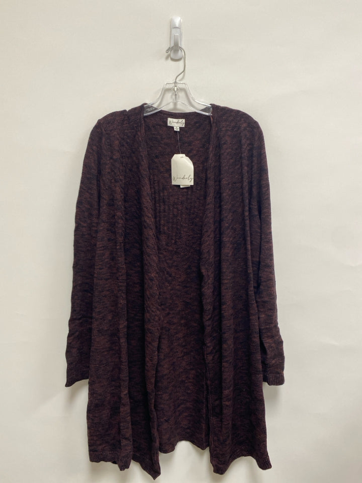 NWT wonderly Size XL Burgundy/Navy Mottled Drape Ladies Sweater