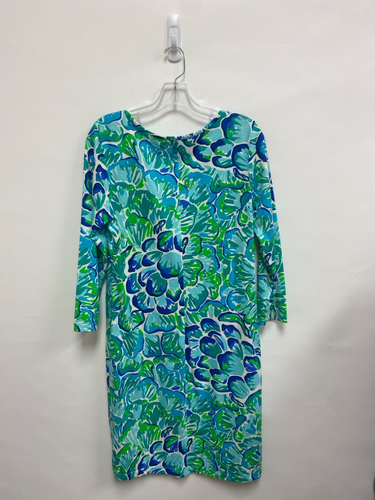LILLY PULITZER Size L Blue/Green White Cotton Ladies Dress