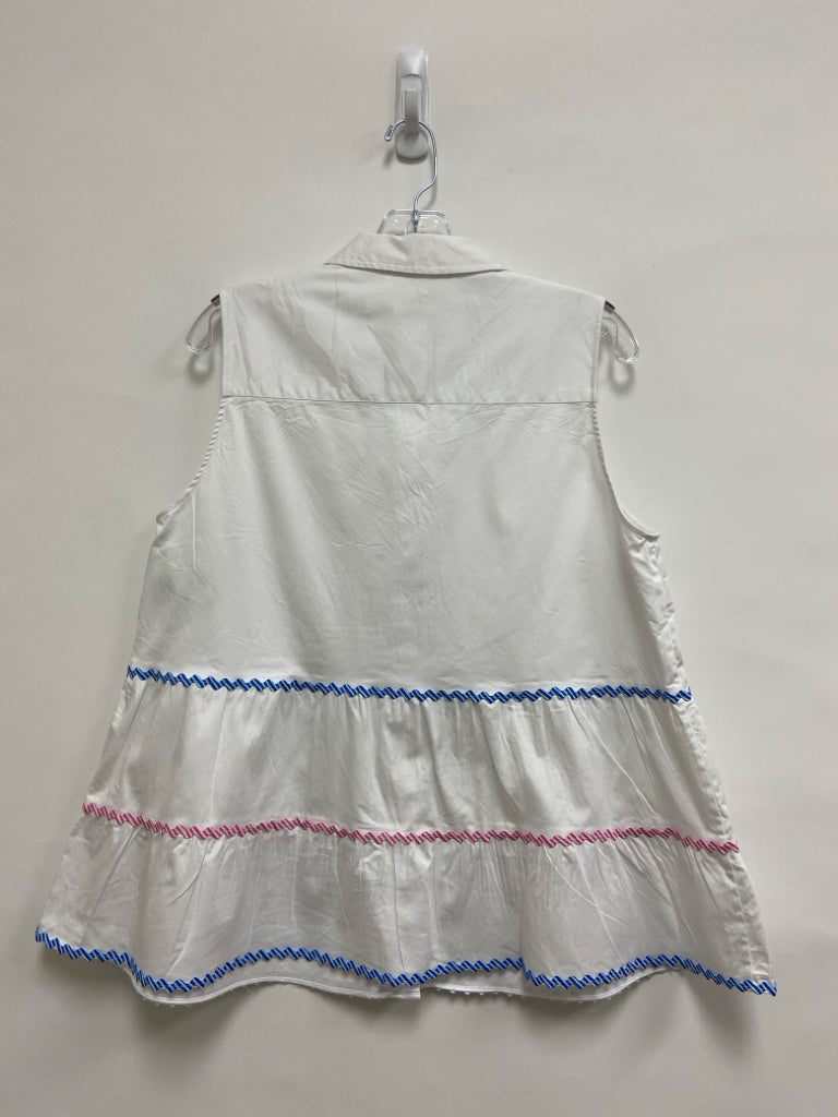 LILLY PULITZER Size 12 White Blue/Pink Sleeveless Ladies Top