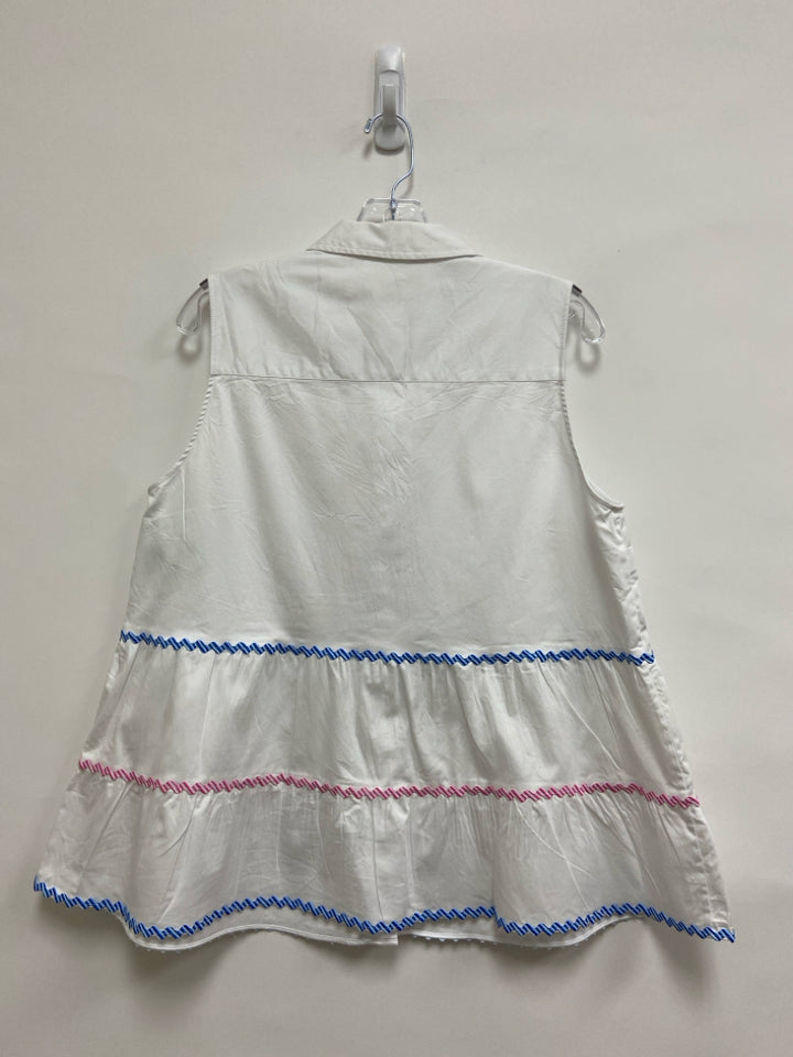 LILLY PULITZER Size 12 White Blue/Pink Sleeveless Ladies Top