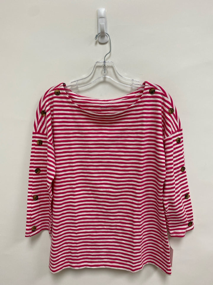 NWT Talbots Size M Pink White Striped Long Sleeve Ladies Top