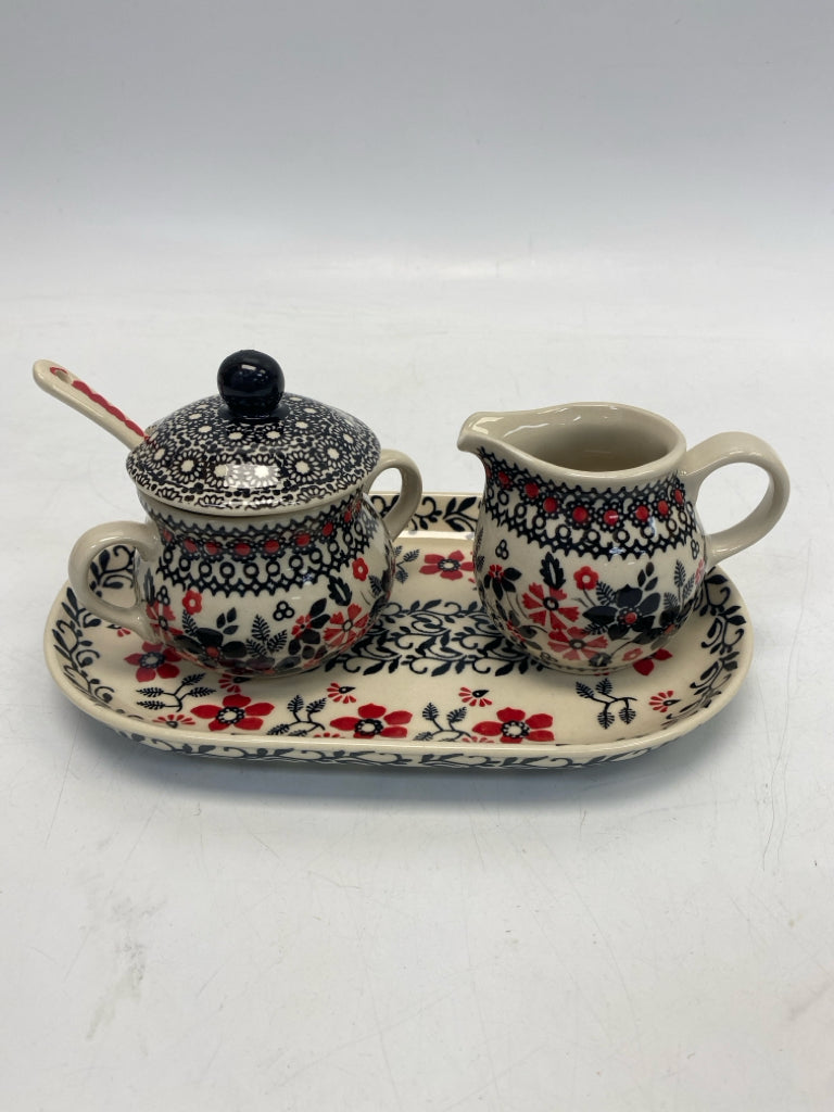 Cream Black/Red Sugar/Creamer