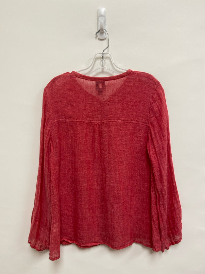 Eileen Fisher Size S Dark Coral Button Up Linen Ladies Top