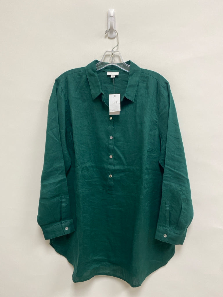 NWT J Jill Size LP Dark Green Long Sleeve Petite Top