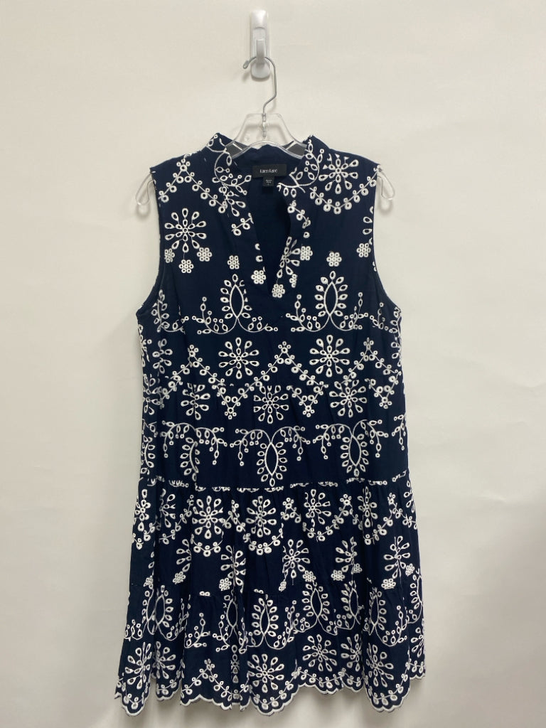Karen Kane Size L Navy White Embroidered Sleeveless Ladies Dress