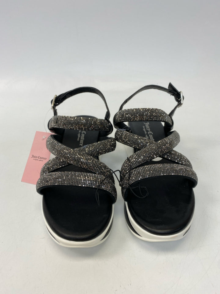 NWT Juicy Couture  Size 7.5 Black Silver Jeweled Sandals