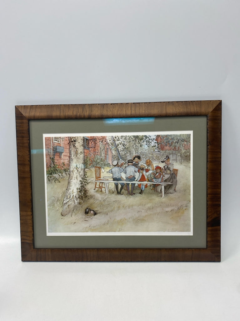 Cream Multi Color People Framed Art