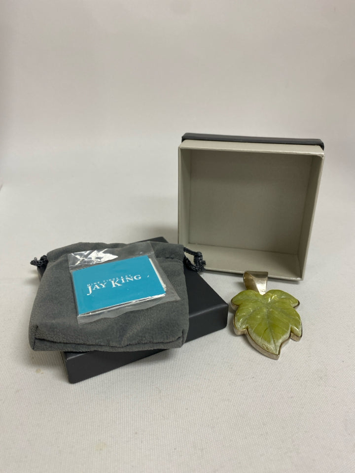 NEW/BOX Jay King Silver Sage Leaf Pendant