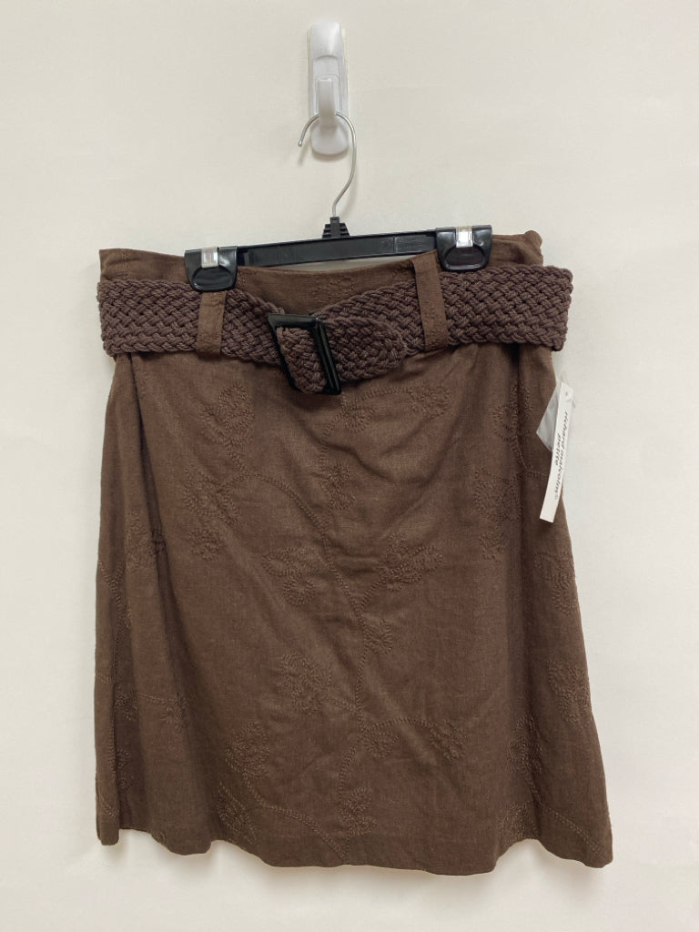 NWT Size 4P Brown Embroidered Petite Skirt