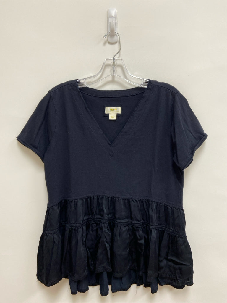 Maeve Size S Navy Ruffles V Neck Ladies Top