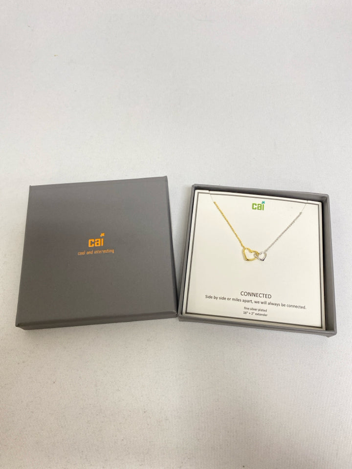 NEW/BOX Gold Color Silver Color Hearts Necklace