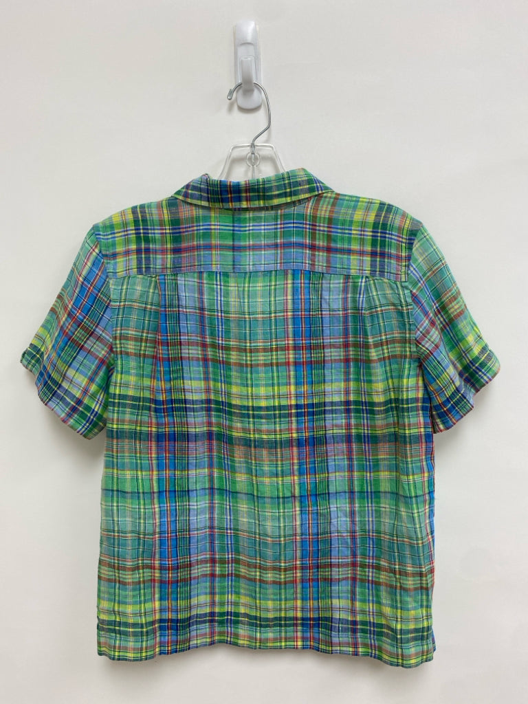 NWT Polo SIZE 10/12 Green Blue/Yellow Plaid Button Up Boy&