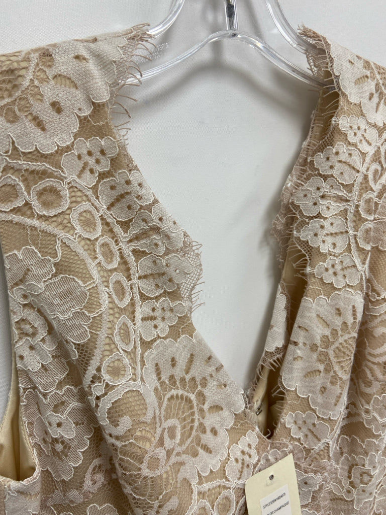 NWT Size 4 Cream Tan Lace Sleeveless Ladies Formal Dress